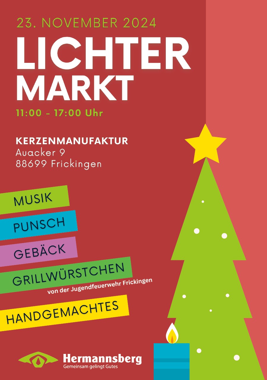 Plakat zum Lichtermarkt Kerznmanufaktur Frickingen 2024