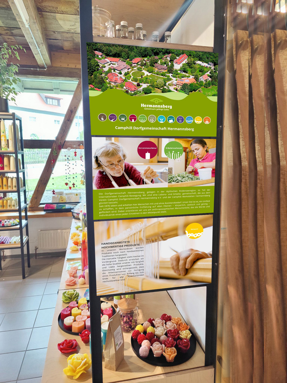 Werbeplakat auf Regal